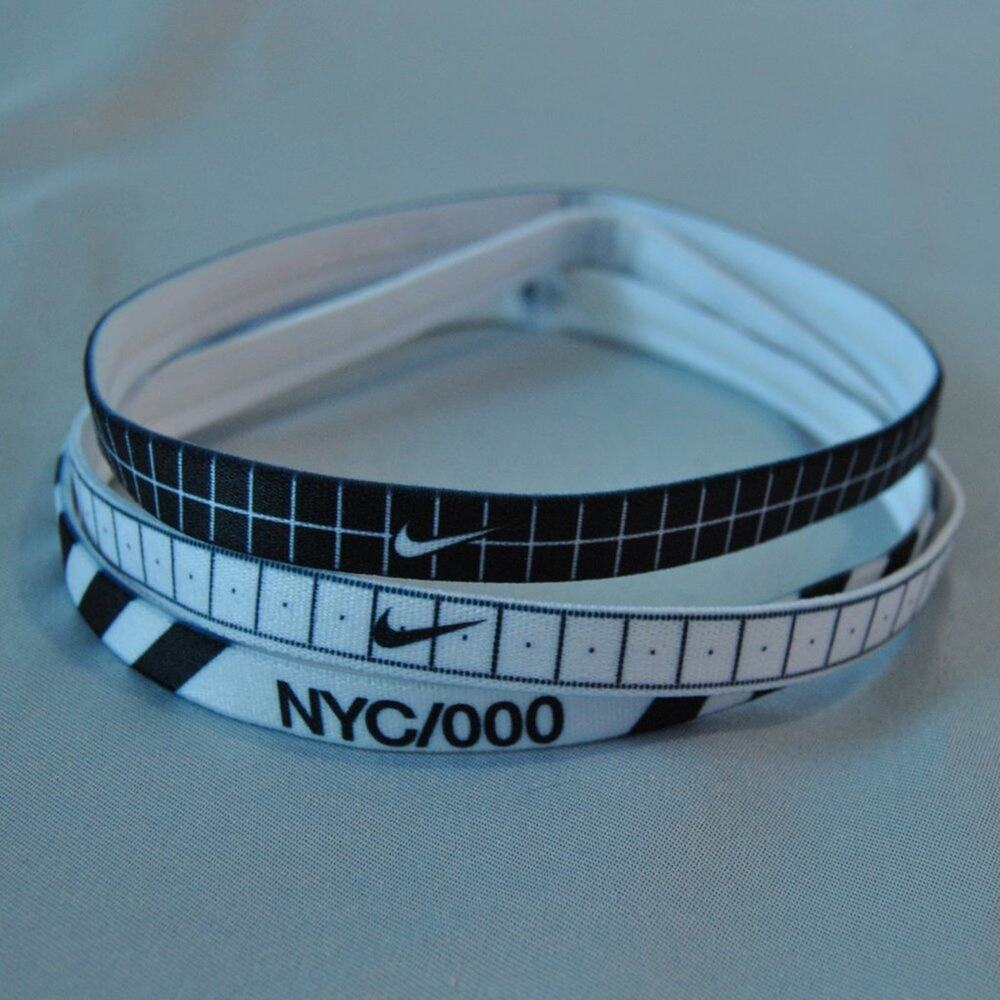 Nike Black & White Slim Headbands - 3 pack